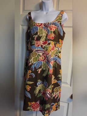 Vintage Talbots Sleeveless Tropics Floral  Sheath Dress Size 10